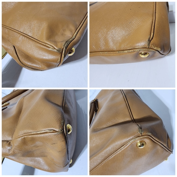 Prada Vitello Shine Leather Galleria Double Zip Large Tote Bag Brown - Picture 14 of 15